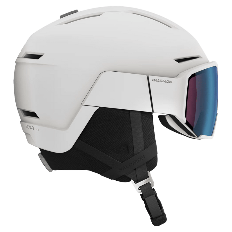 Side view of the Salomon Osmo Pro Sigma Photo Visor Helmet in White colourway, unisex's model