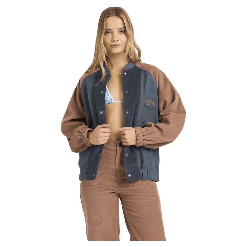 Front view of women wearing the Billabong OG Real Jacket - Womens in Stormy