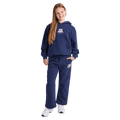 Full-body view of the Eve Girl Sport Club Trackpants in Navy colourway, kids's model