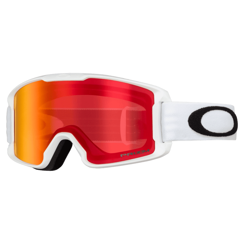 Main view of the Oakley Line Miner XS Goggles in Matte White, Prizm Torch lens, kids model