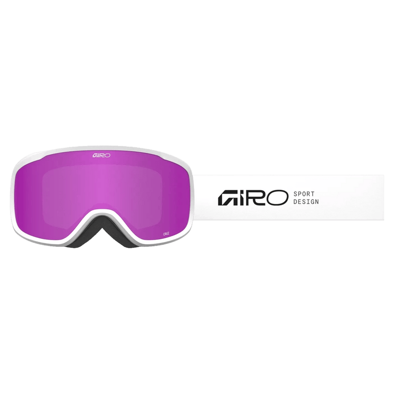 Strap view of the Giro Cruz AF Goggles in Stacked White, Amber Pink lens, unisex model