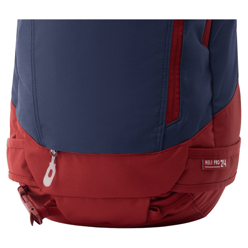Bottom view of the Dakine Heli Pro 24L Backpack in NAVAL ACADEMY colourway, unisex's model