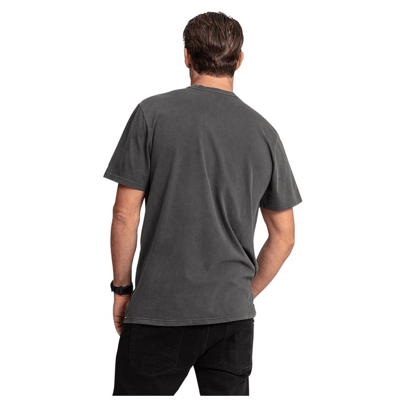 Bacj view of the Volcom Aust Wash Tee in Black colourway, men's model