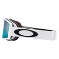 Side view of the Oakley Line Miner XS Goggles in Matte White, Prizm Sapphire lens, kids model