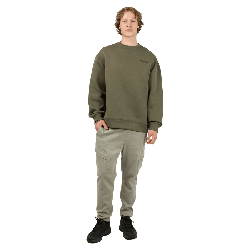 Full-body view of the St. Goliath Sensor Crew in Khaki colourway, men's model