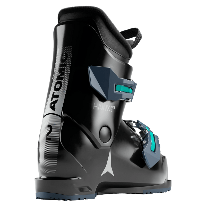 Rear view of the Atomic Hawx 2 Ski Boots - Kids in Black Teal