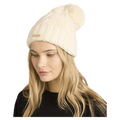 Front view of women wearing the Billabong Cozy Up Beanie - Womens in White Cap