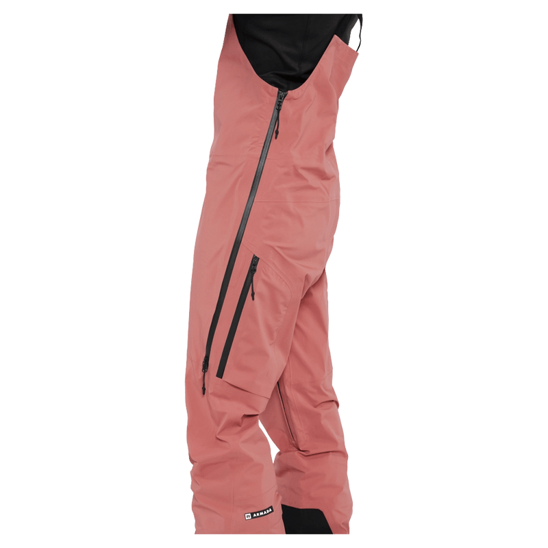 Side view of the Armada Rayleigh 3L Bib in Faded Rose colourway, women's model