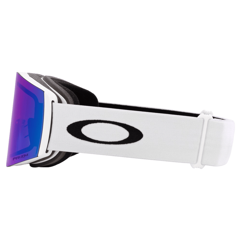 Side view of the Oakley Fall Line XL Goggles in Matte White, Prizm Argon lens, unisex model