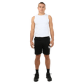 Full-body view of the St Goliath Interval Shorts in Black colourway, men's model