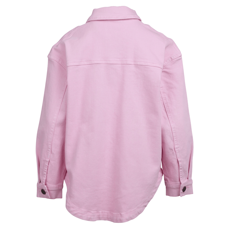 Back view of the Eve Girl Rosie Shacket in Pink colourway, kids's model