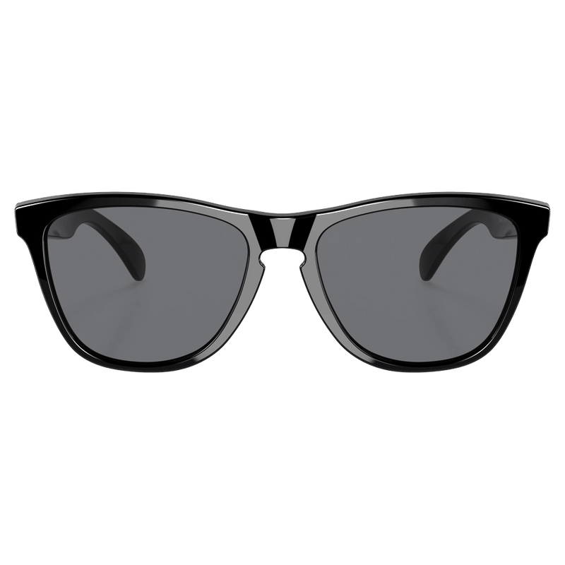 Front view of the Oakley Frogskin Sunglasses in Polished Black colourway, unisex's model