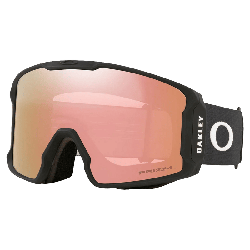 Main view of the Oakley Line Miner XL Goggles in Matte Black, Prizm Rose Gold lens, unisex model
