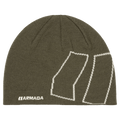Main view of the Armada AR Skull Beanie in Olive colourway, unisex's model