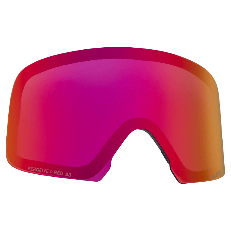 Main view of the Anon M6 Lens in PERCEIVE SUN RED colourway, unisex's model