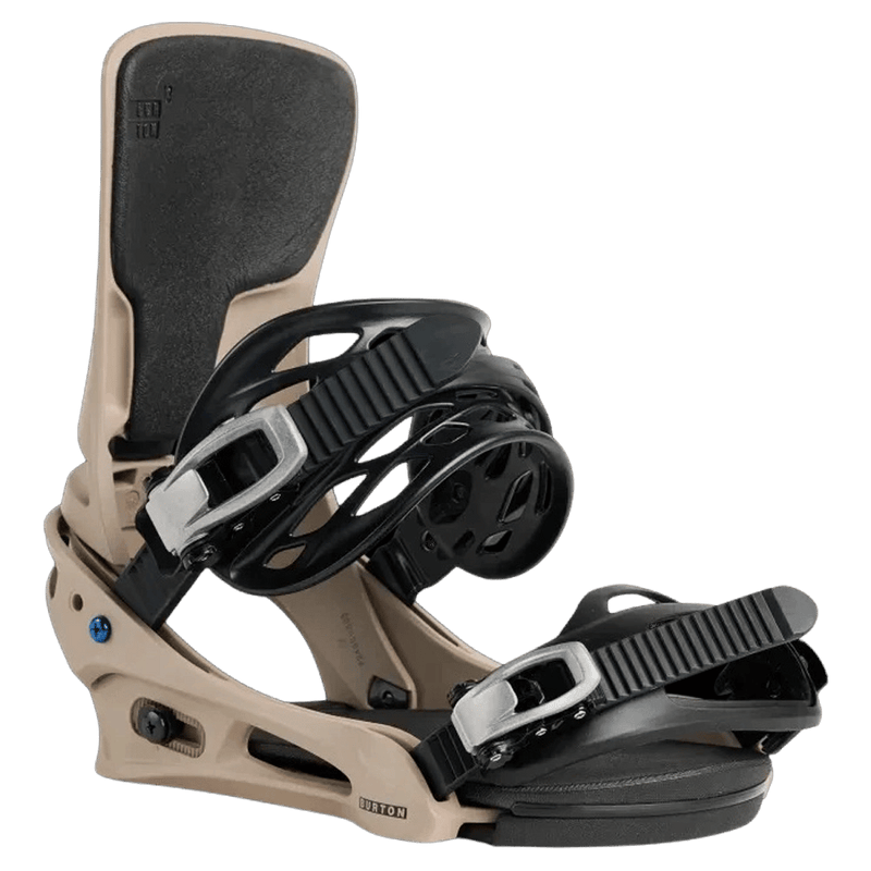 Main view of the Burton Cartel Bindings in Summit Taupe colourway, mens/unisex's model