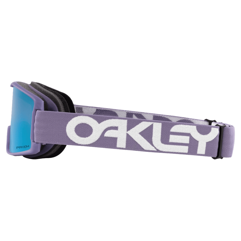 Side view of the Oakley Line Miner XS Goggles in Lilac, Prizm Sapphire lens, kids model