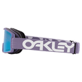 Side view of the Oakley Line Miner XS Goggles in Lilac, Prizm Sapphire lens, kids model