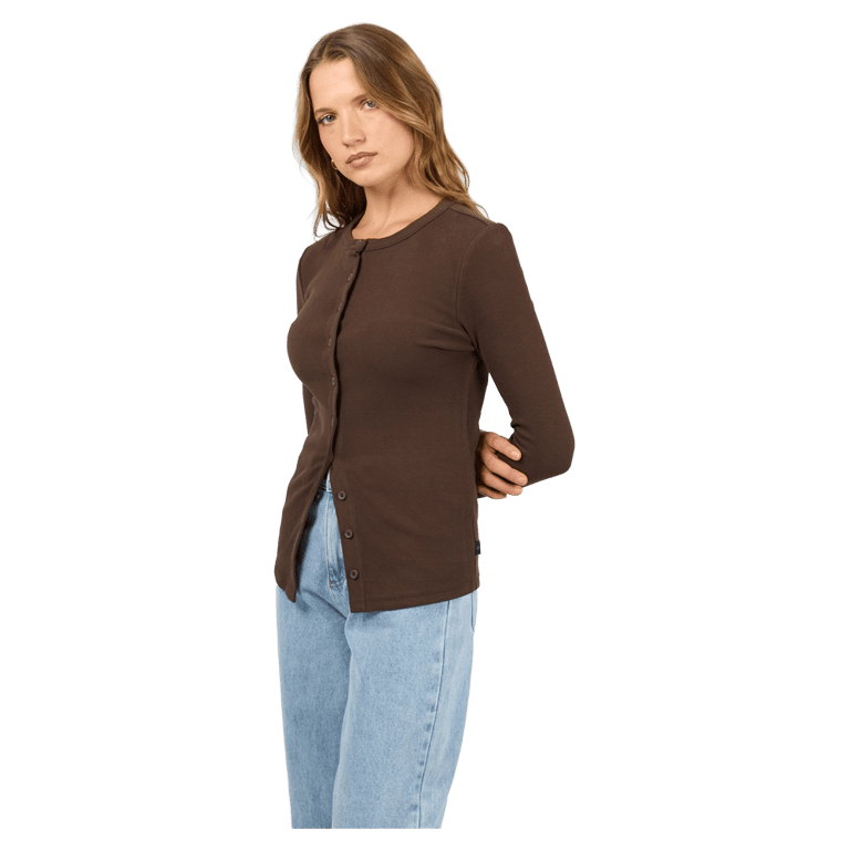 Button Up Long Sleeve Tee - Womens
