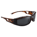 Main view of the Modest Lucio Sunglasses in Tortoise, Dark smoke lens, unisex model
