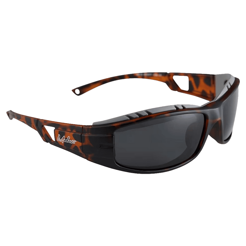 Main view of the Modest Lucio Sunglasses in Tortoise, Dark smoke lens, unisex model