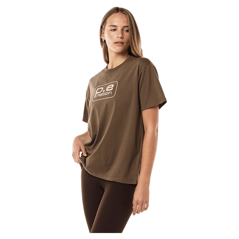 Main view of the PE NATION Fluxx Walnut Tee,  26/27 Womens's model