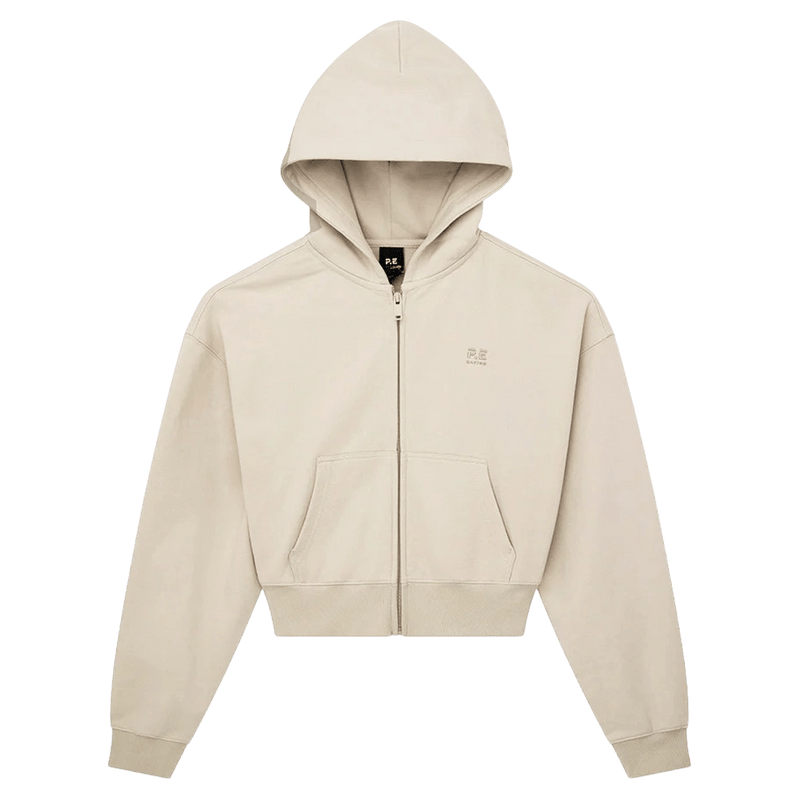 Solo view of the PE NATION Adventure Zip Through Cloud Jumper,  26/27 Womens's model