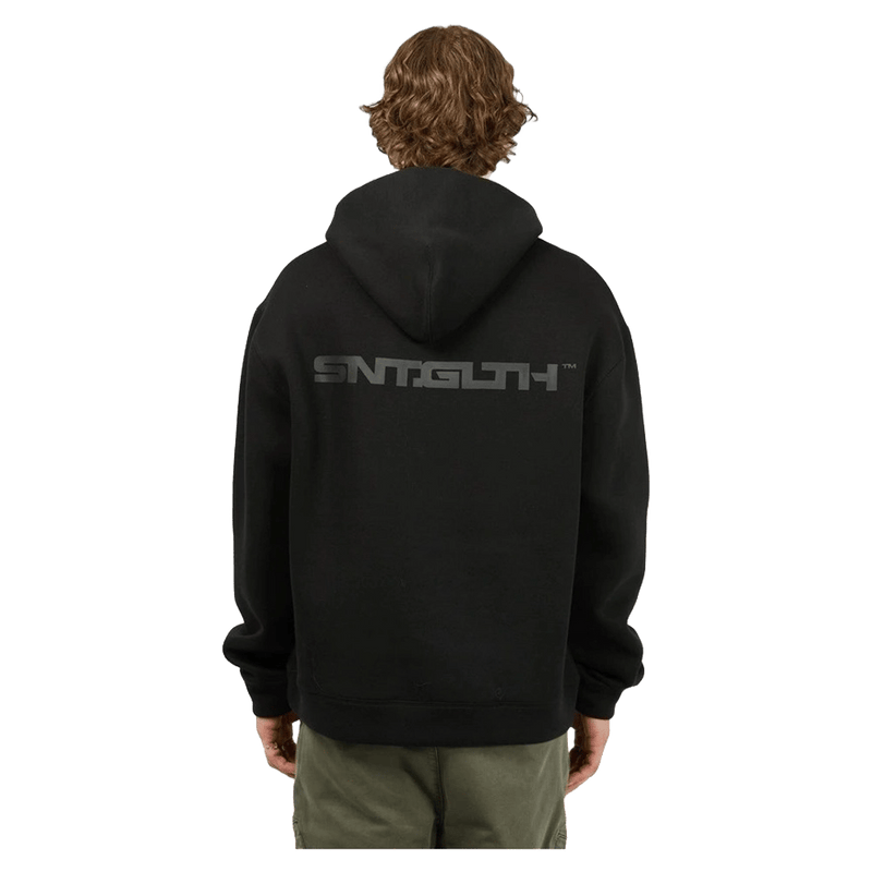 Back view of the St Goliath Sensor Hoodie in Black colourway, men's model