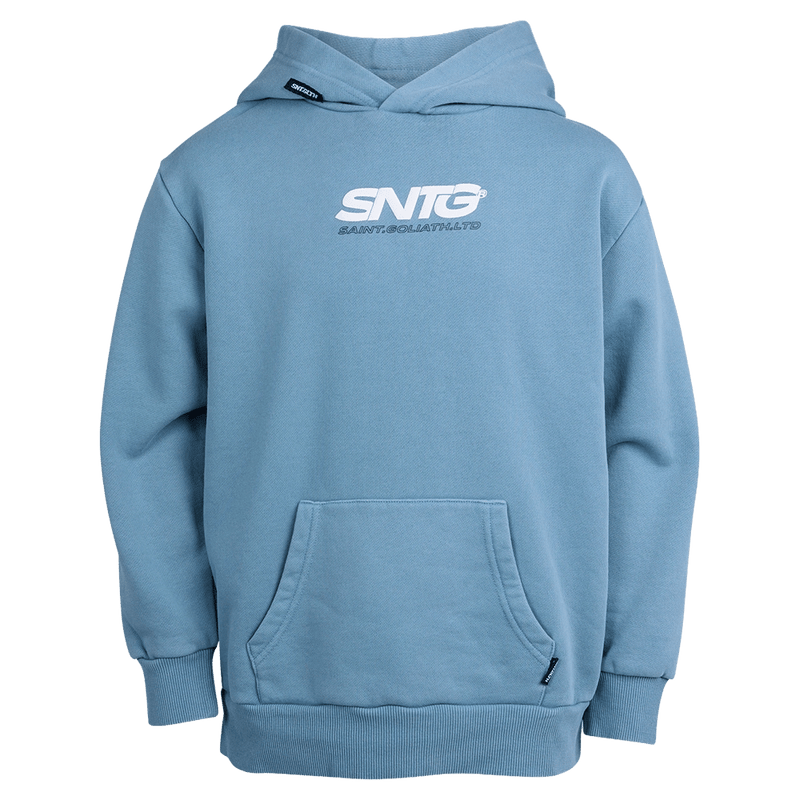 Main view of the St Goliath Challenger Hoodie in Mid Blue colourway, kids's model