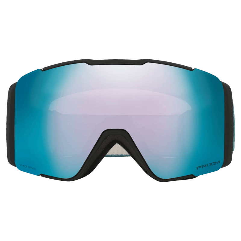 Front view of the Oakley Line Miner Pro XM Goggles in Pacific Cord, Prizm Sapphire and Iced lens, unisex model