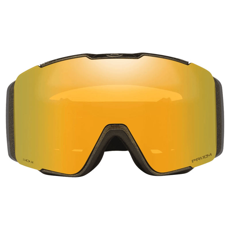 Front view of the Oakley Line Miner Pro XM Goggles in 50th, Prizm 24K and Iced lens, unisex model