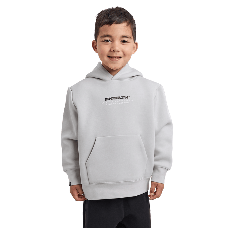 Front view of the St Goliath Freestyle Hoodie in Grey colourway, toddler's model