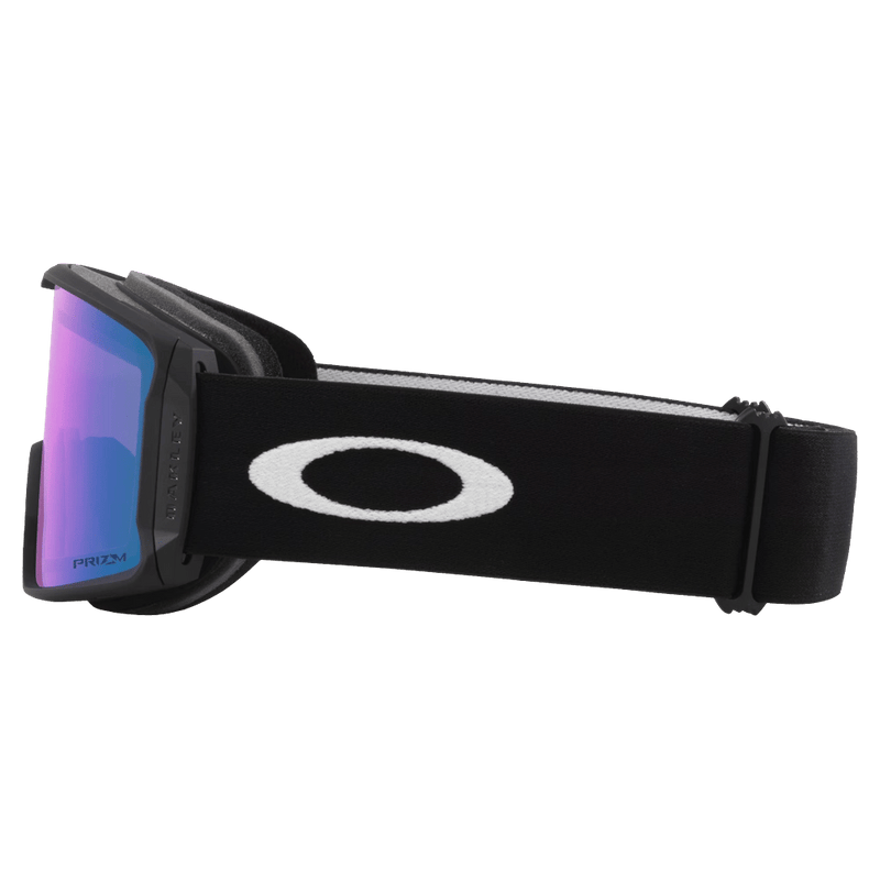 Side view of the Oakley Line Miner XL Goggles in Matte Black, Prizm Iced lens, unisex model