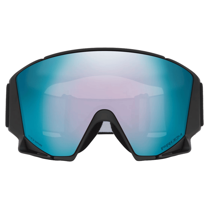 Front view of the Oakley Flow Scape XM Goggles in Matte Black, Prizm Sapphire and Iced lens, unisex model