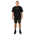Full-body view of the St Goliath Hyperlink Tee in Black colourway, men's model