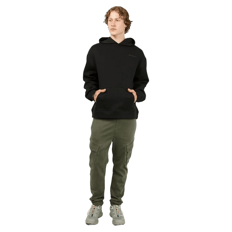 Full-body view of the St Goliath Sensor Hoodie in Black colourway, men's model
