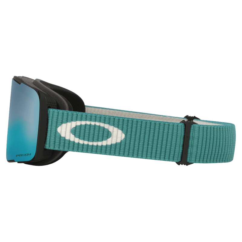 Side view of the Oakley Line Miner Pro XM Goggles in Pacific Cord, Prizm Sapphire and Iced lens, unisex model