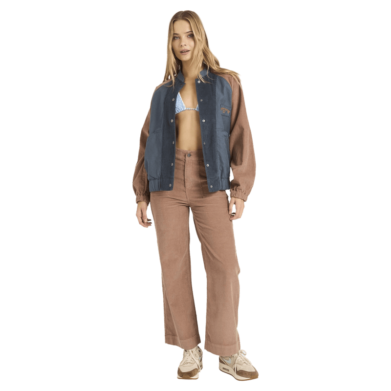 Front view of women wearing the Billabong OG Real Jacket - Womens in Stormy