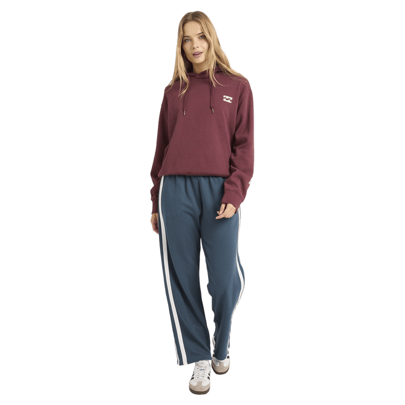 Front view of women wearing the Billabong Easy Waves Hoodie - Womens in Deep Red