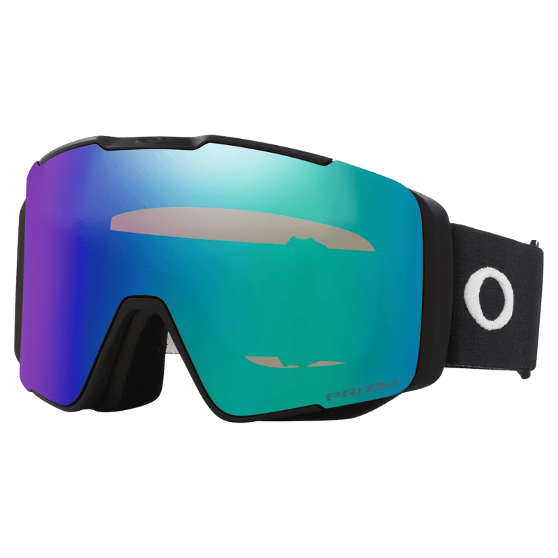 Main view of the Oakley Line Miner Pro XM Goggles in Matte Black, Prizm Argon and Iced lens, unisex model