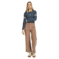 Front view of women wearing the Billabong Real Since 73 Sweater in Stormy