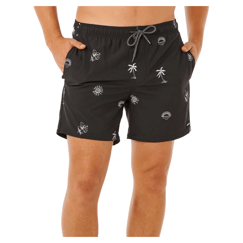 Front view of the Rip Curl Fun Times Shorts in Washed Black colourway, men's model