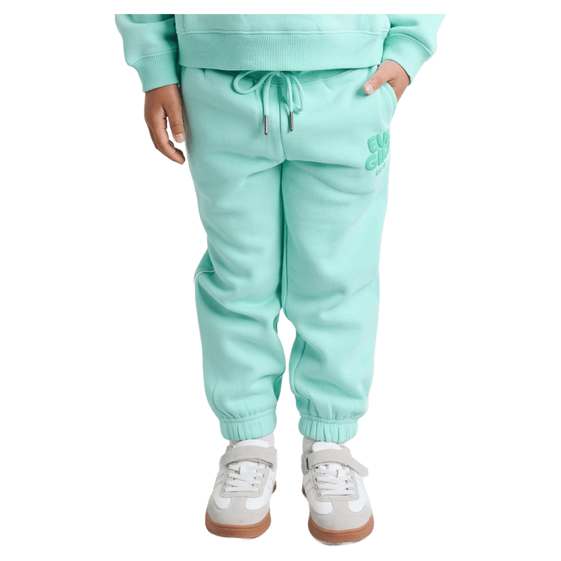 Front view of the Eve Girl Sport Club Track Pant in Mint colourway, toddler's model