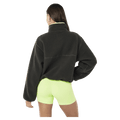 Back view of the PE NATION Verde Sherpa Quarter Zip Cavier/Washed Lime Jumper,  26/27 Womens's model