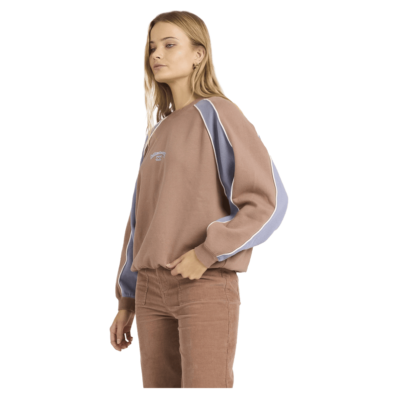 Side view of women wearing theBillabong Cool Times Crew - Womens 
in Sweet earth