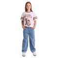 Full-body view of the Eve Girl Emily Barrel Jean in Blue colourway, kids's model