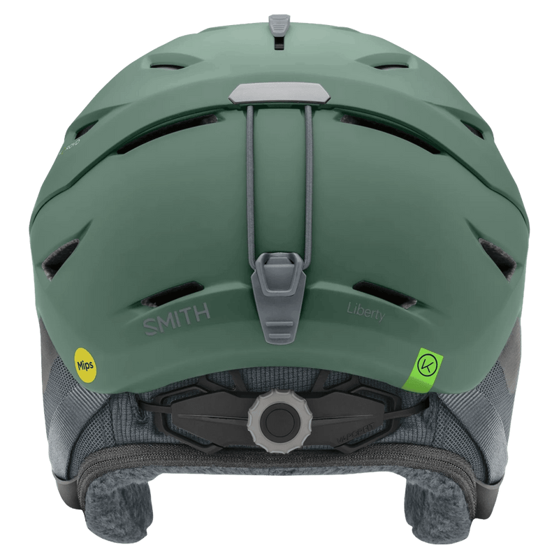 Back view of the Smith Liberty Mips Helmet in Matte Cactus colourway, unisex's model