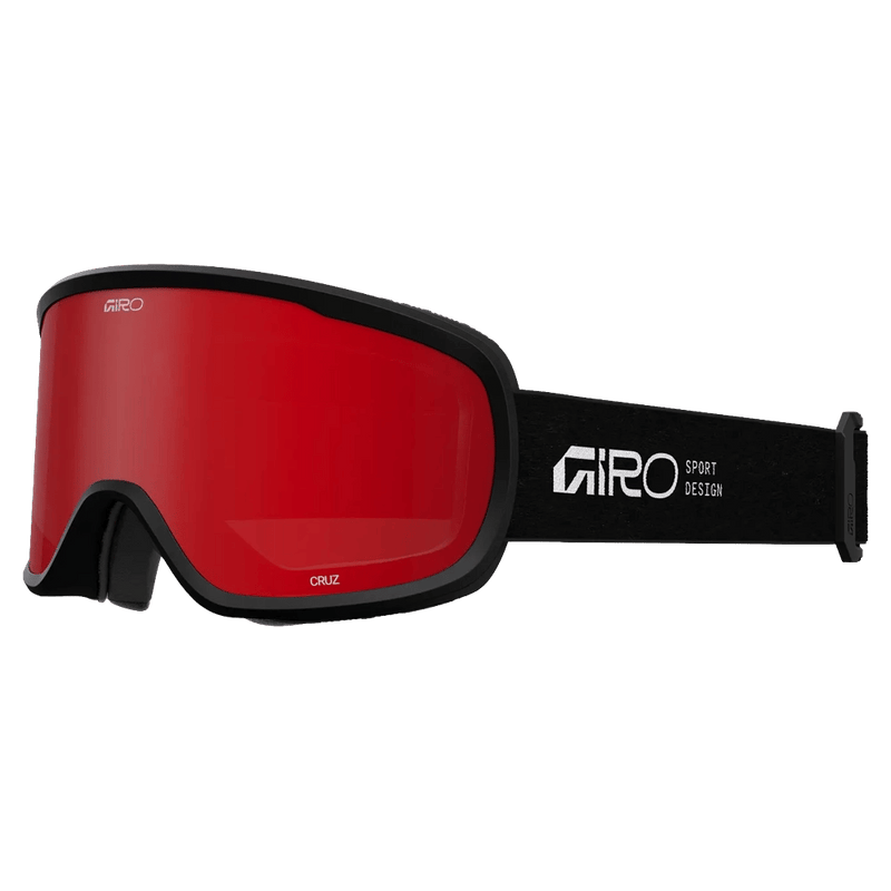 Main view of the Giro Cruz AF Goggles in Stacked Black, Amber Scarlett lens, unisex model