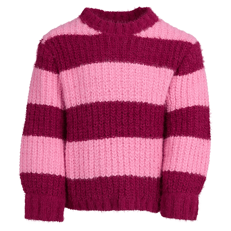 Main view of the Eve Girl Daria Knit Jumper in Canberry colourway, toddler's model