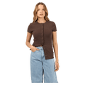 Button Up Short Sleeve Tee - Womens